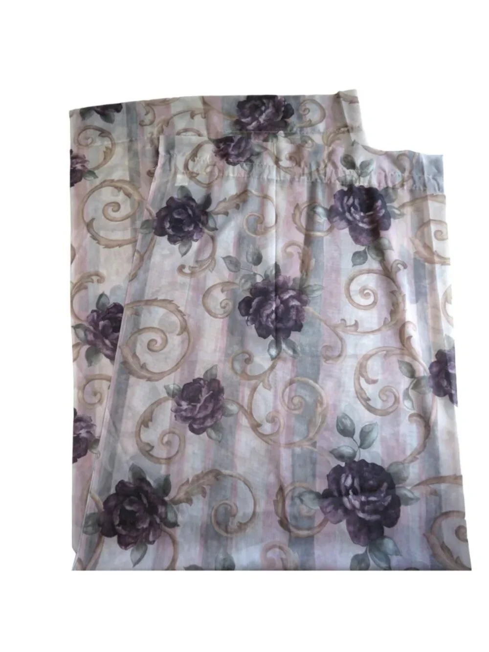 Vintage Floral Curtain Panels: Croscill Chambord Cassis Amethyst, 60